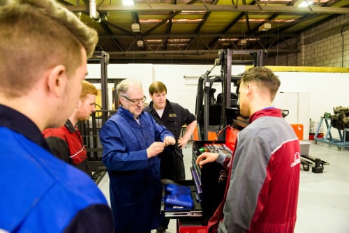 Forklift apprentices learning