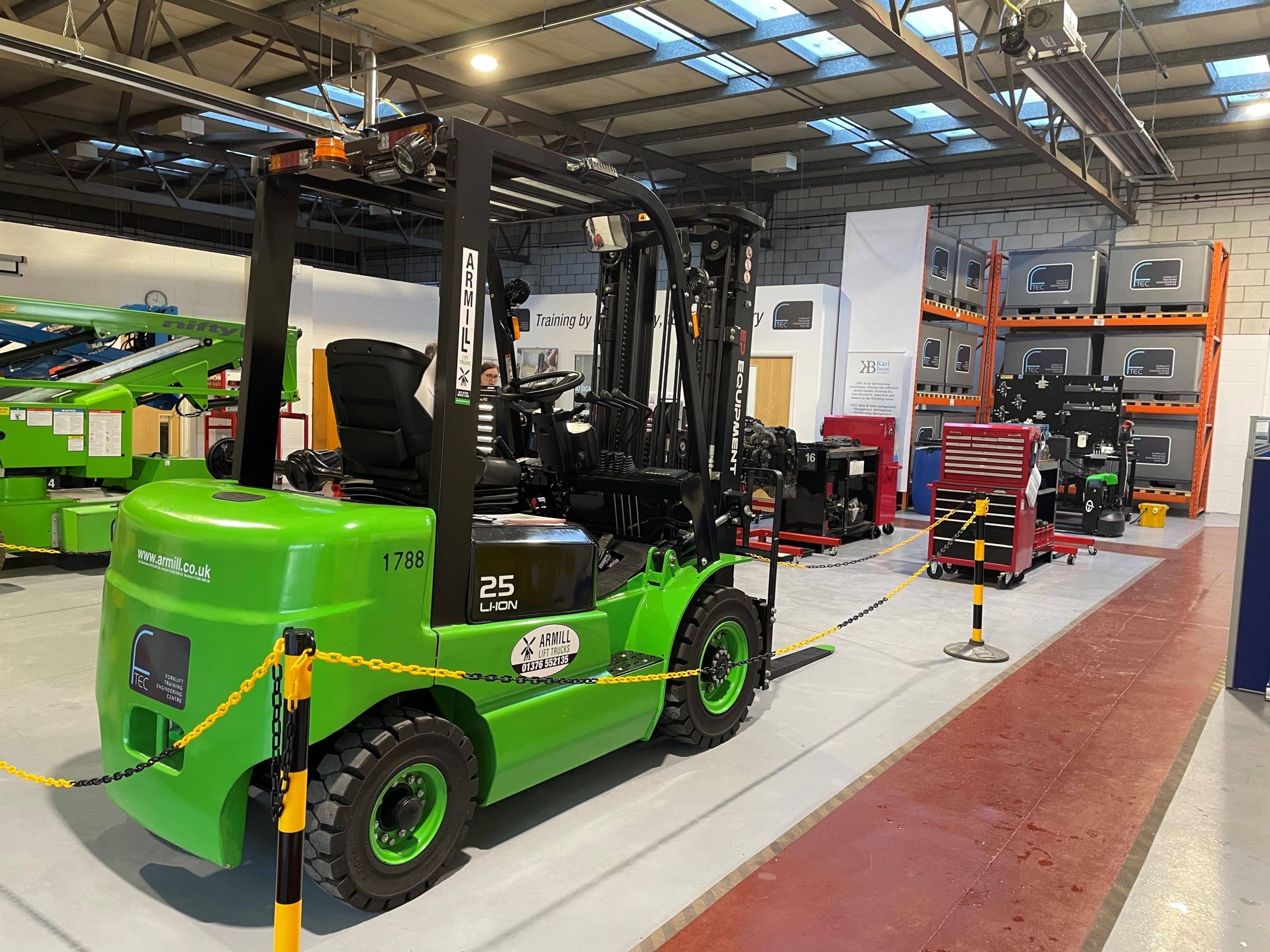 Lithium Ion forklift truck and workshop